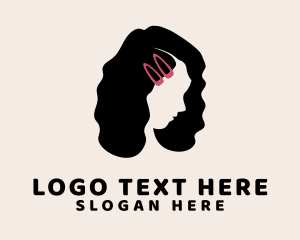 Wigs - Curly Girl Hair Pin logo design