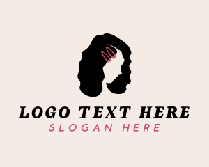 Girl - Woman Curly Hair logo design