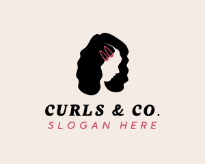 Woman Curly Hair logo design