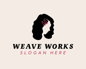 Woman Curly Hair logo design