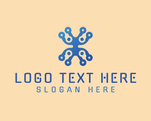 Software - Tech Circuit Letter X logo design