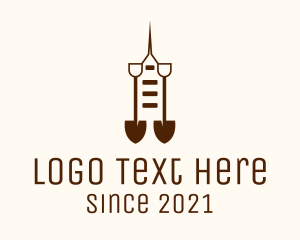 Land Developer - Construction Shovel Tower logo design