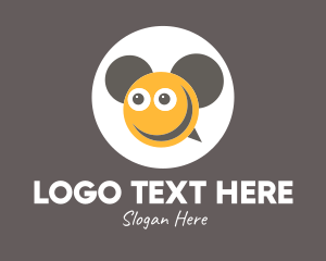 Message Bubble - Smiley Bee Ears logo design