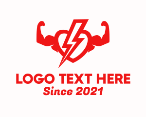 Gym - Strong Heart Bolt logo design