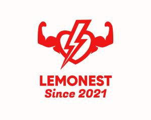 Muscle - Strong Heart Bolt logo design