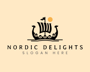 Viking Ship Sailing logo design