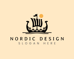 Viking Ship Sailing logo design