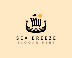 Viking Ship Sailing logo design