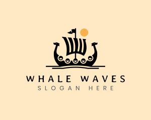 Viking Ship Sailing logo design