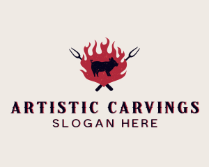 Carving Fork Pig logo design