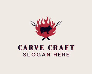 Carving Fork Pig logo design