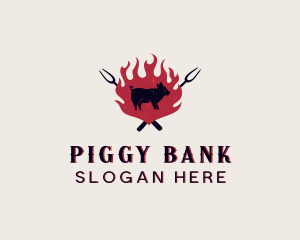 Carving Fork Pig logo design