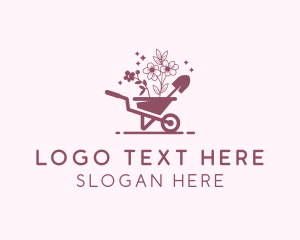 Horticulture - Shovel Wheelbarrow Landscaper logo design
