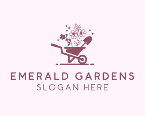 Shovel Wheelbarrow Landscaper logo design