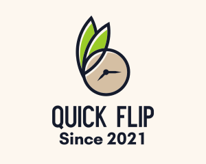 Clock Leaf Organic Time logo design