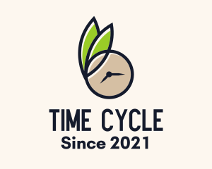 Clock Leaf Organic Time logo design