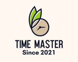 Clock Leaf Organic Time logo design