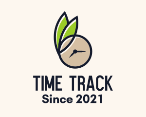 Clock Leaf Organic Time logo design