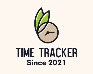 Clock Leaf Organic Time logo design