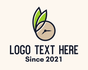 Stopwatch - Clock Leaf Organic Time logo design