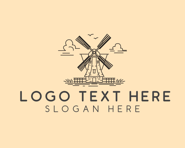 Heritage - Netherlands Windmill Agriculture logo design