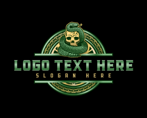 Vintage - Snake Chain Skull logo design