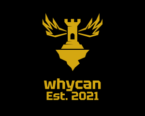 Historian - Golden Flying Castle logo design