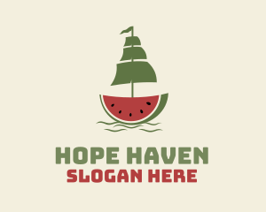 Ocean - Sliced Watermelon Ship logo design