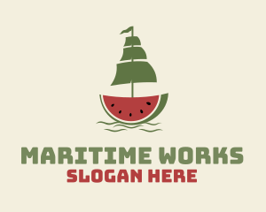 Sliced Watermelon Ship logo design