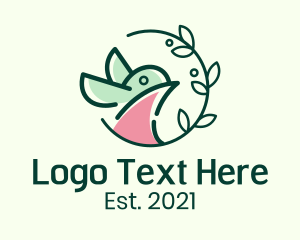 Bird Sanctuary - Bird Leaf Vine logo design