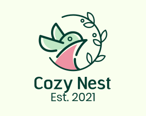 Nesting - Bird Leaf Vine logo design