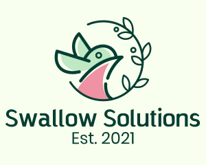 Swallow - Bird Leaf Vine logo design