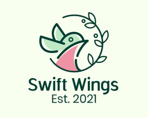 Swallow - Bird Leaf Vine logo design