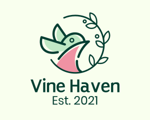 Bird Leaf Vine logo design