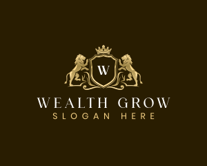 Luxury Shield Crown Lion logo design