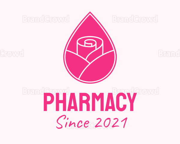 Pink Rose Droplet Logo