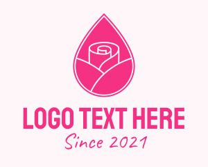 Oil - Pink Rose Droplet logo design