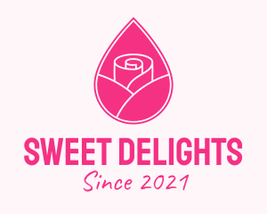 Pink Rose Droplet  logo design