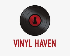 Vinyl - Cat Vinyl Record logo design