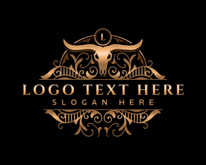 Vintage - Bull Horn Cattle logo design