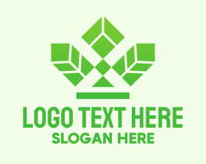 Green - Green Leaf Crown logo design
