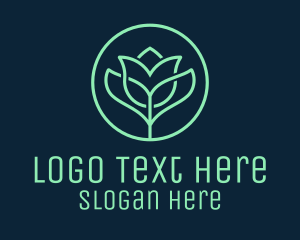 Natural - Green Rose Monoline Badge logo design