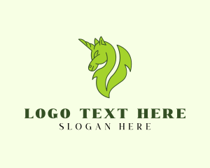 Fantasy - Natural Leaf Unicorn logo design