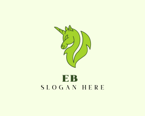 Mythical - Natural Leaf Unicorn logo design