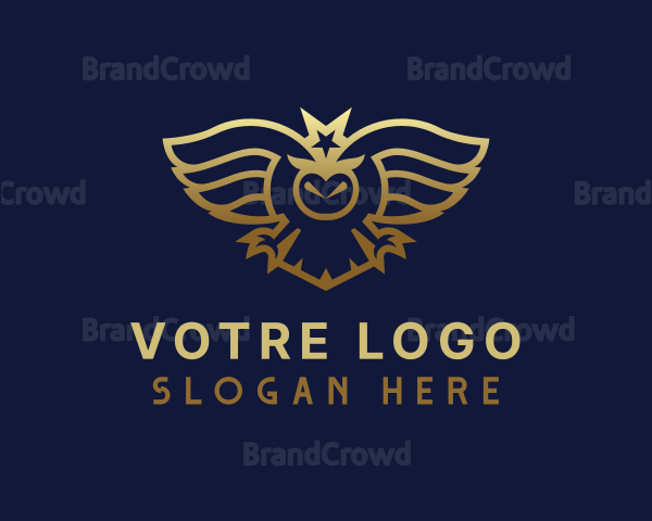 Gold Star Owl Wings Logo