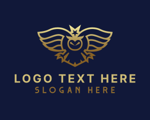 Bird - Gold Star Owl Wings logo design