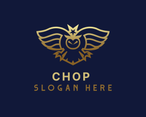 Bird - Gold Star Owl Wings logo design