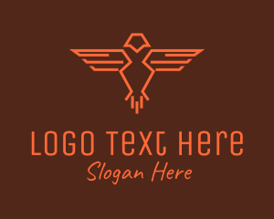 Safari - Orange Bird Outline logo design