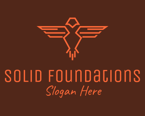 Flying - Orange Bird Outline logo design
