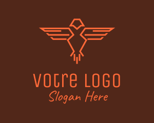 Safari - Orange Bird Outline logo design